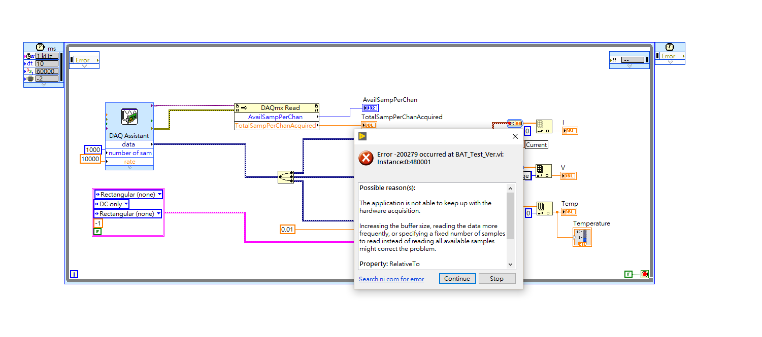 DAQ資料擷取在切換遠端桌面時出現錯誤 - LabVIEW - Science and Technology DataBase